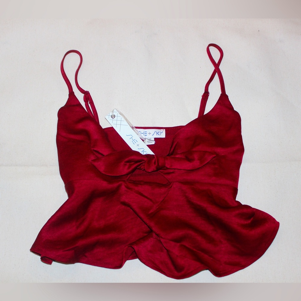 Cropped flowy maroon top
